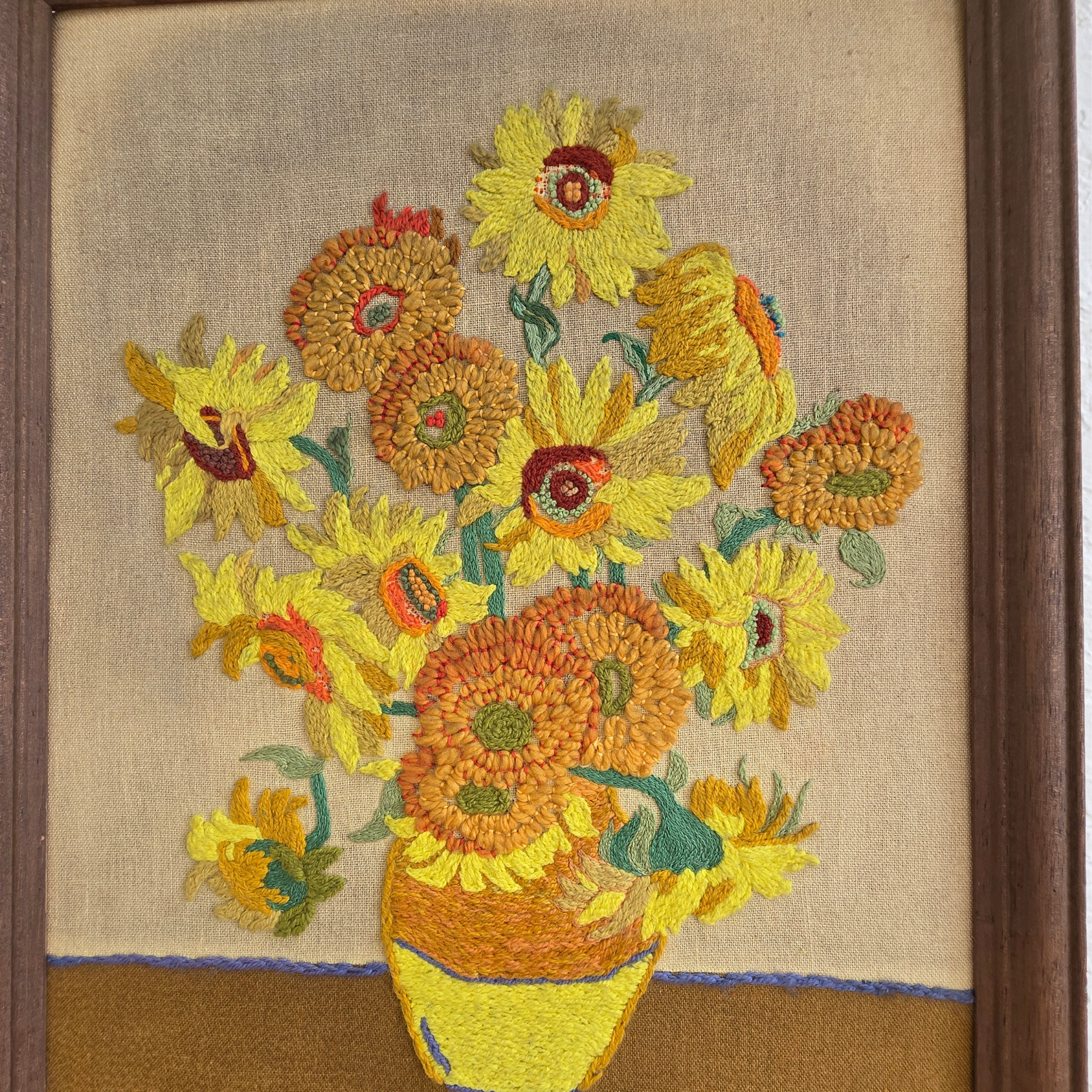 Vintage Van Gogh 'Sunflower' Crewel