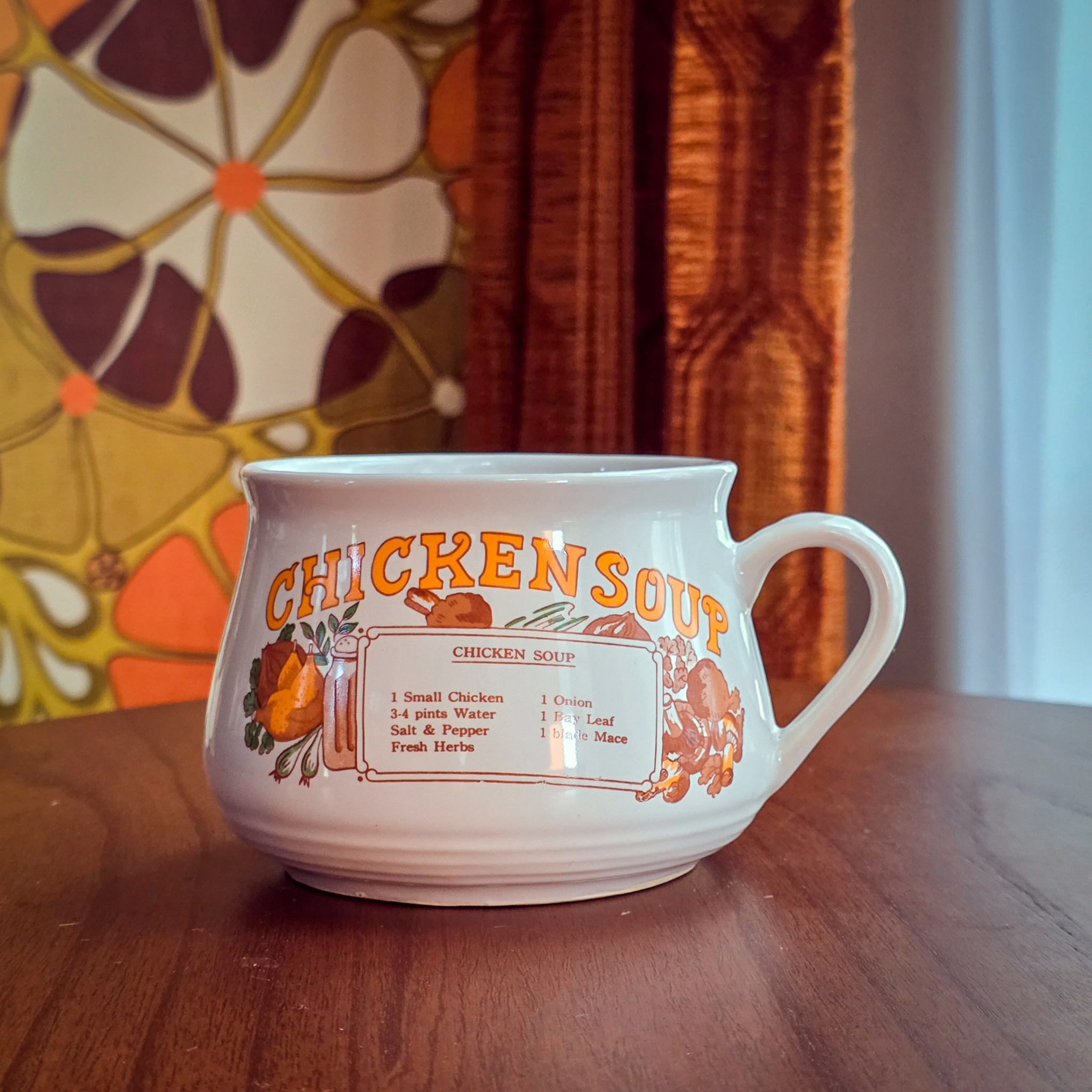 1970s Ceramic Soup Recipe Mugs