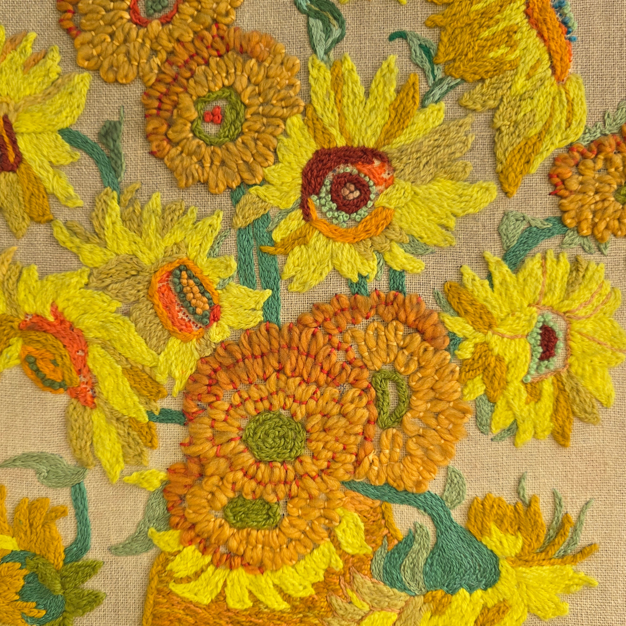Vintage Van Gogh 'Sunflower' Crewel