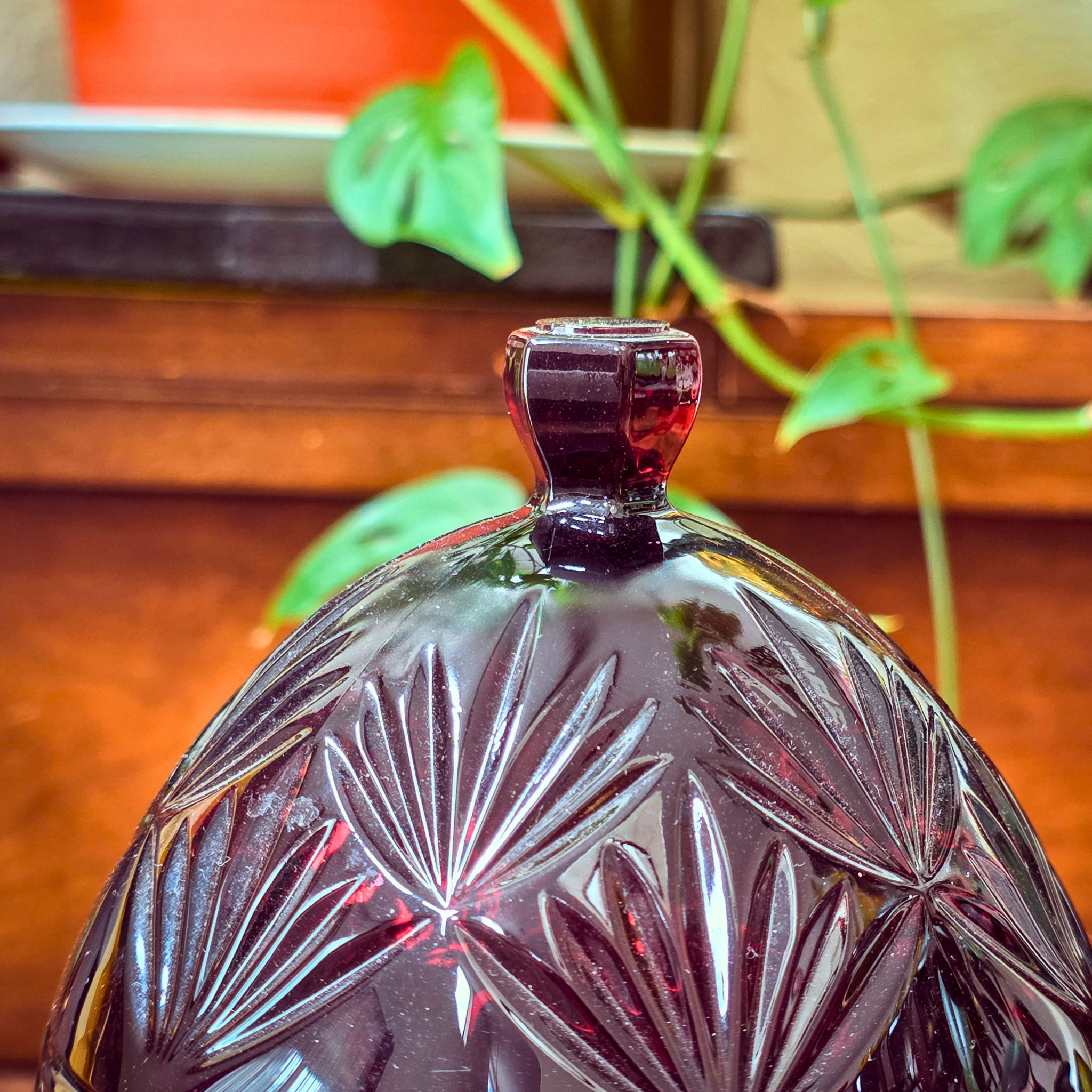 Ruby Red Covered Crystal Candy Dish