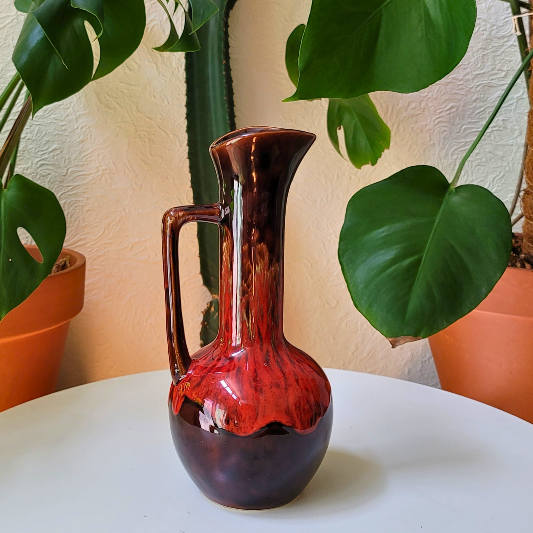 Vintage Japanese Grizelle Drip Glaze Pottery Pitcher