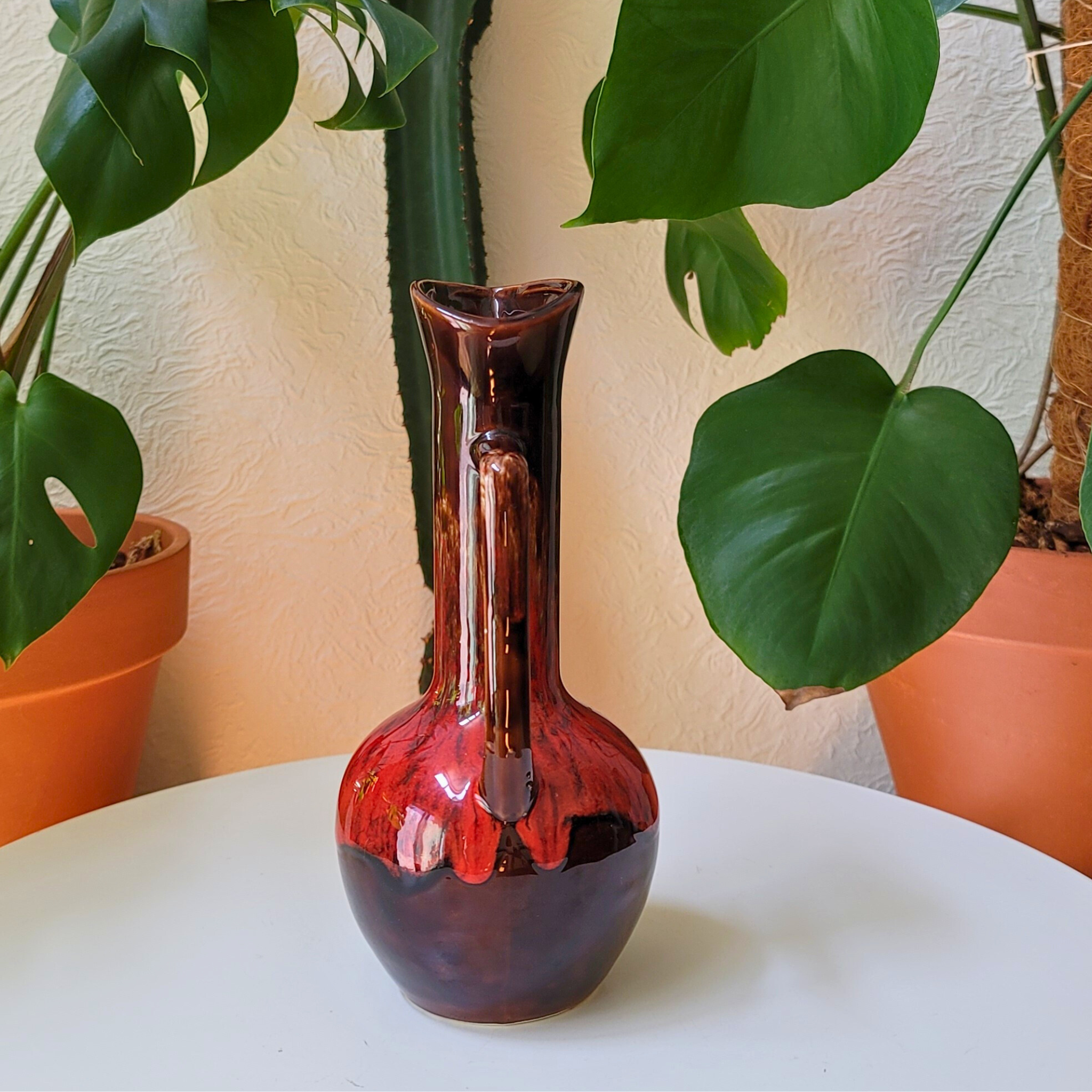 Vintage Japanese Grizelle Drip Glaze Pottery Pitcher