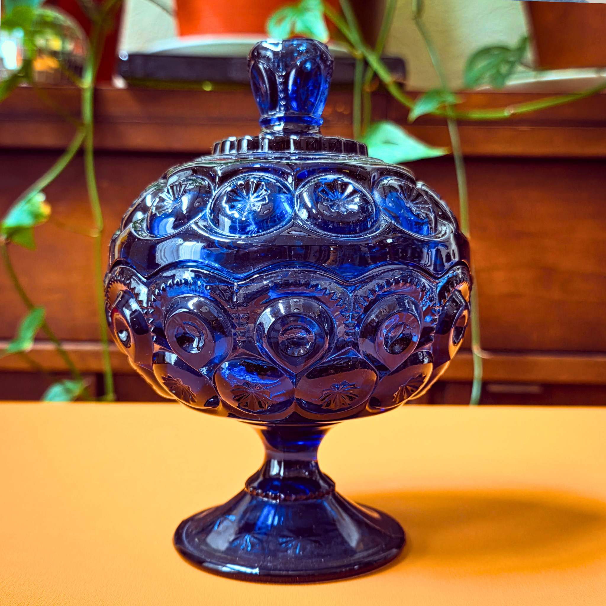 Moon and Stars Lidded Pedestal Compote Candy Dish