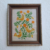 Framed Folk Art Crewel