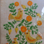 Framed Folk Art Crewel