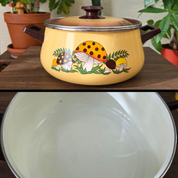 1970s Sears Roebuck & Co. Merry Mushroom 8 Piece Enamel Cookwear Set