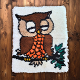 Sleepy Owl on Branch Latch Hook Rug