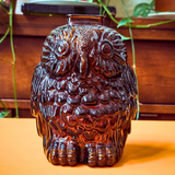 Dark Amber Libby Glass Wise Old Owl Bank