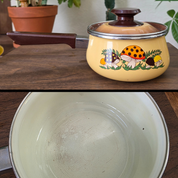 1970s Sears Roebuck & Co. Merry Mushroom 8 Piece Enamel Cookwear Set