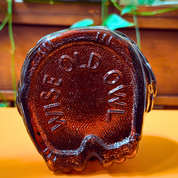 Dark Amber Libby Glass Wise Old Owl Bank