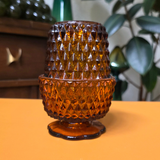 Indiana Glass Vintage Golden Amber Diamond Point Fairy Lamp