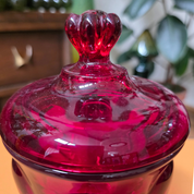 Viking Glass Ruby Red 6-Petal Lidded Candy Dish/Compote